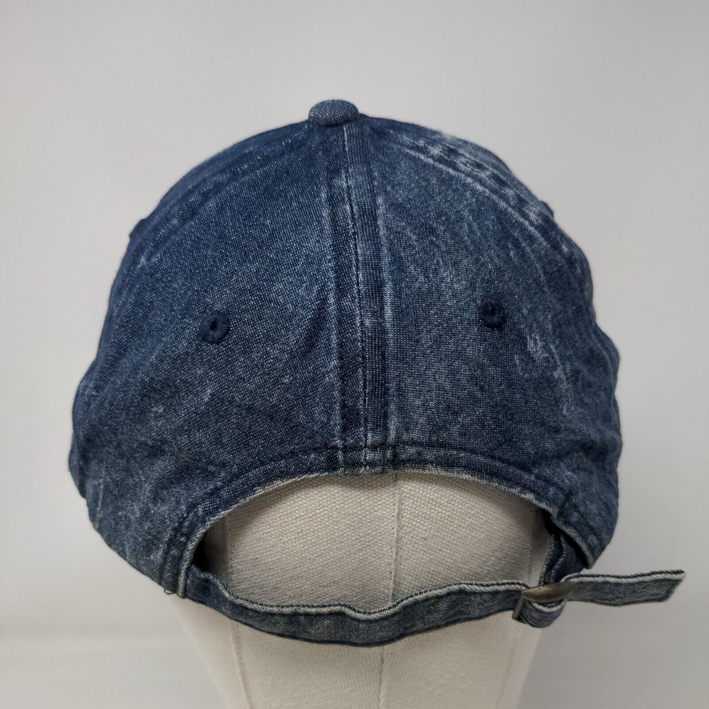 Empyre Slideback Hat Blue One Size Adjustable Embroidered Floral Denim Cotton