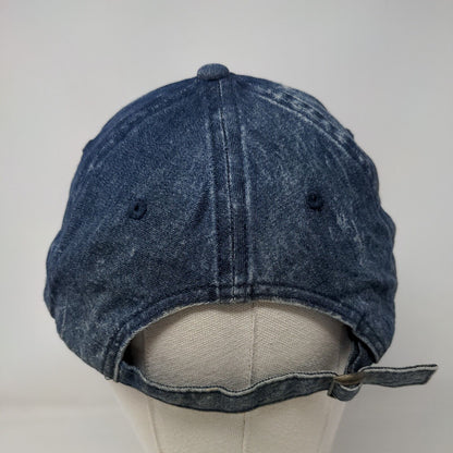 Empyre Slideback Hat Blue One Size Adjustable Embroidered Floral Denim Cotton
