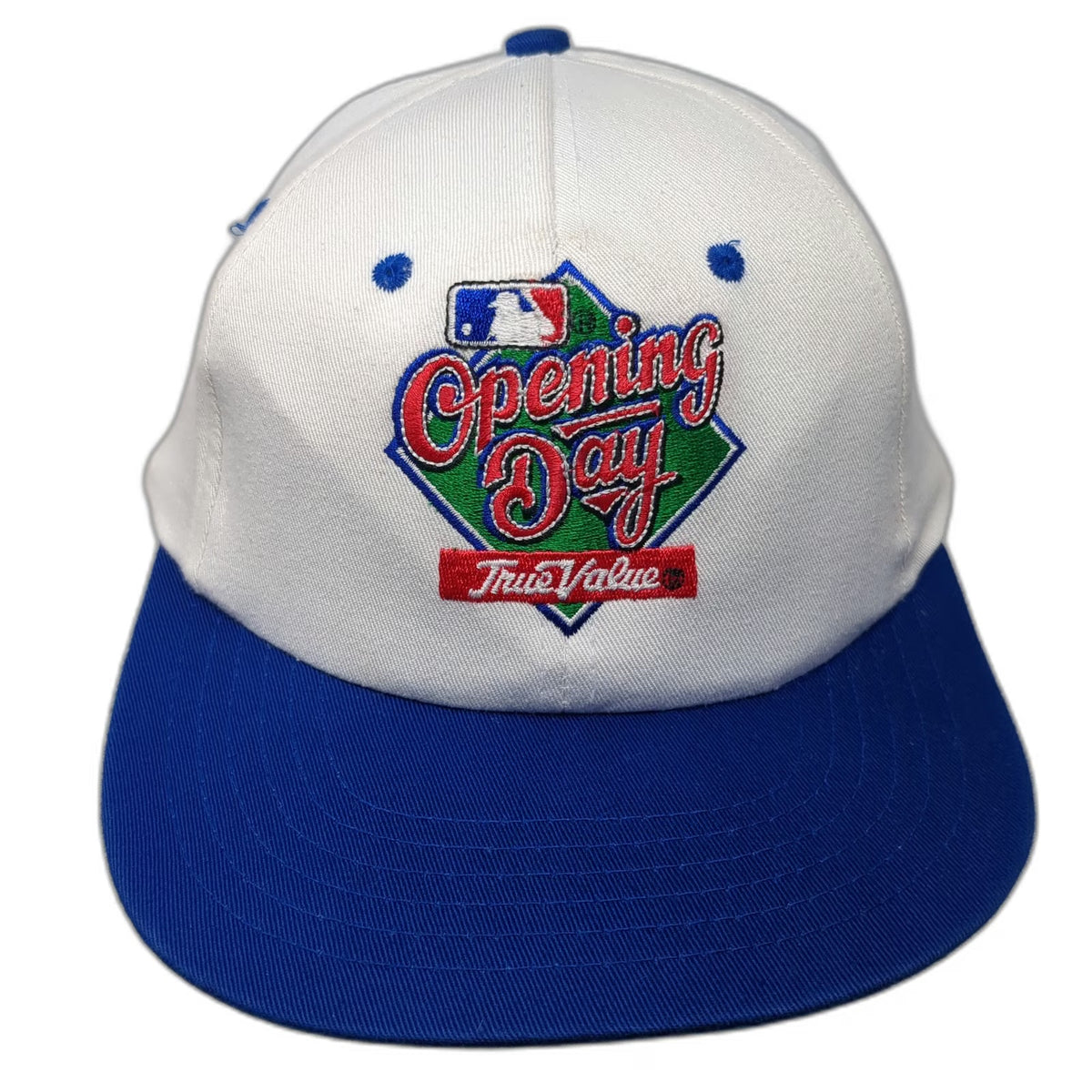 MLB Group II Communications Snapback Hat White Blue One Size Opening Day Ortho