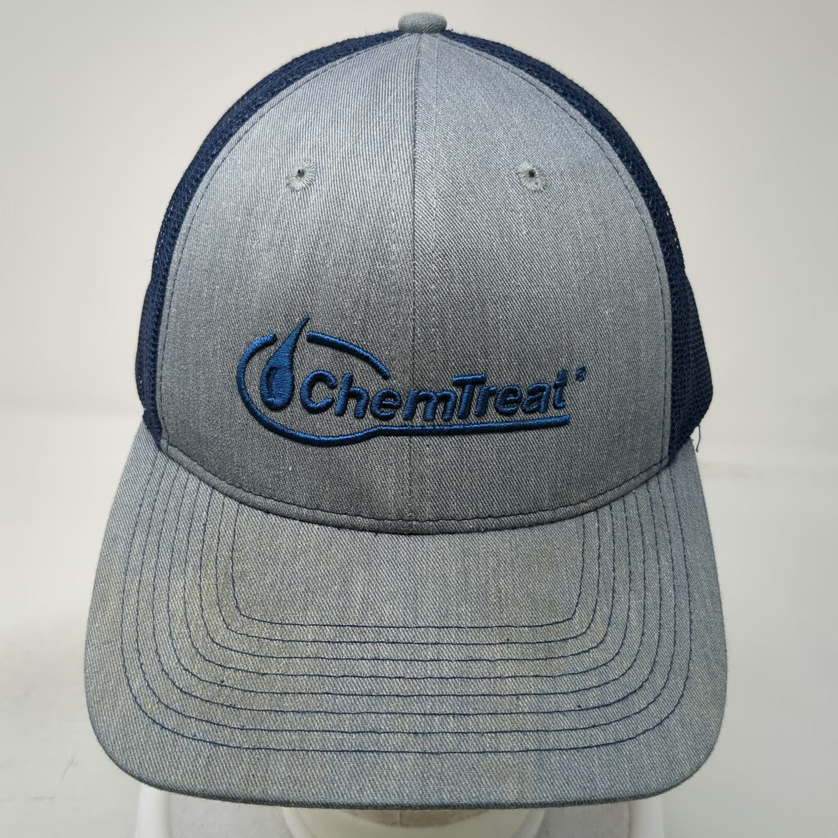 Outdoor Cap ChemTreat Trucker Hat Gray Blue One Size Snapback Mesh Back Graphic