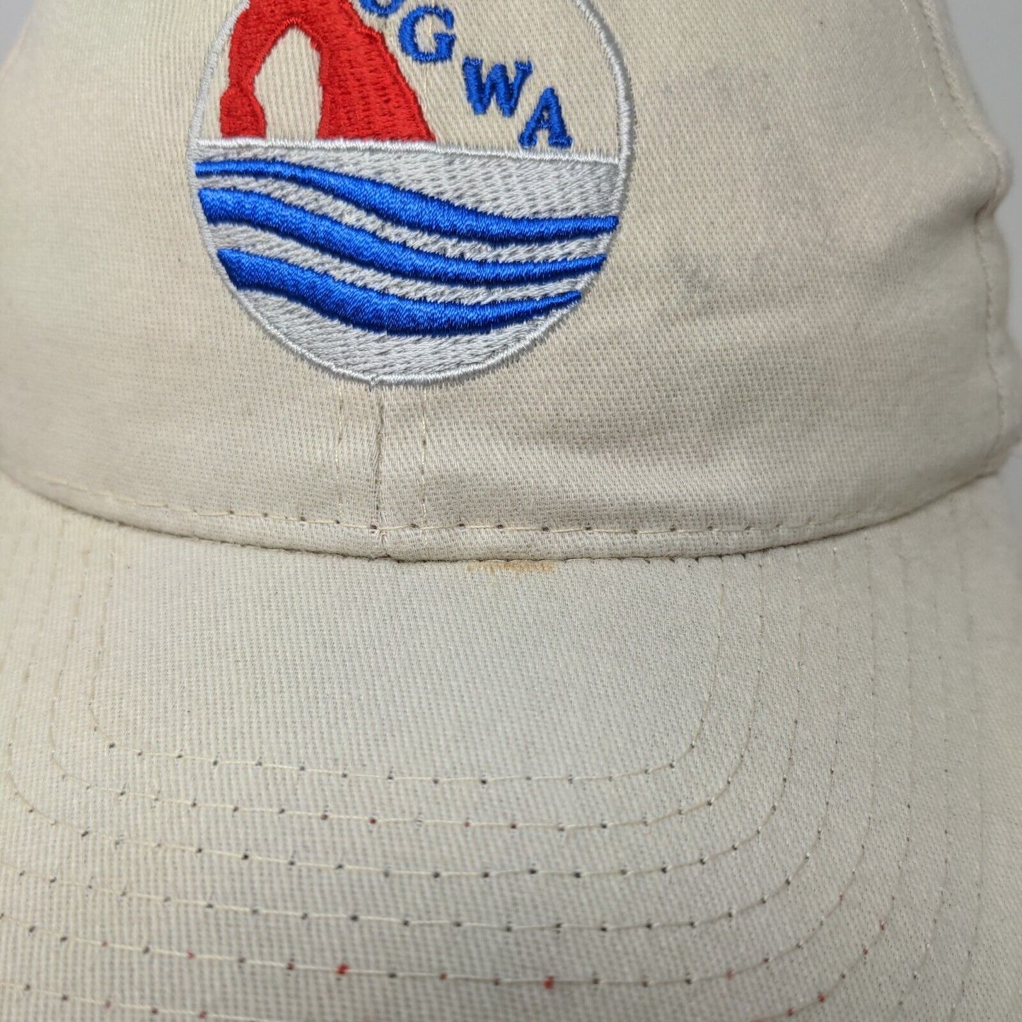 UGWA Strapback Hat Tan OSFA Embroidered 6 Panel Vent Holes Hit Wear