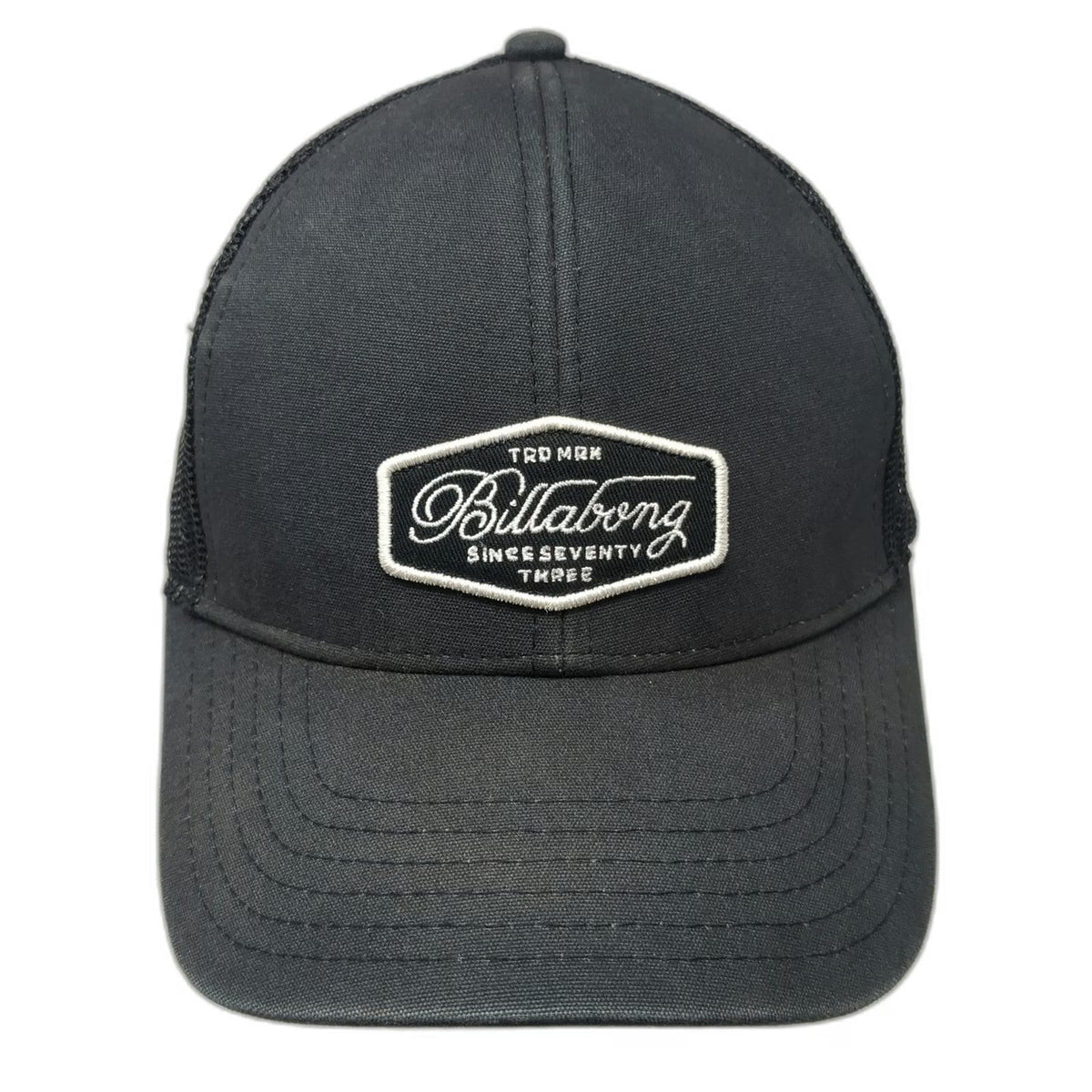 Billabong Trucker Hat Black One Size Snapback Mesh Patch Logo Curved Brim Surf