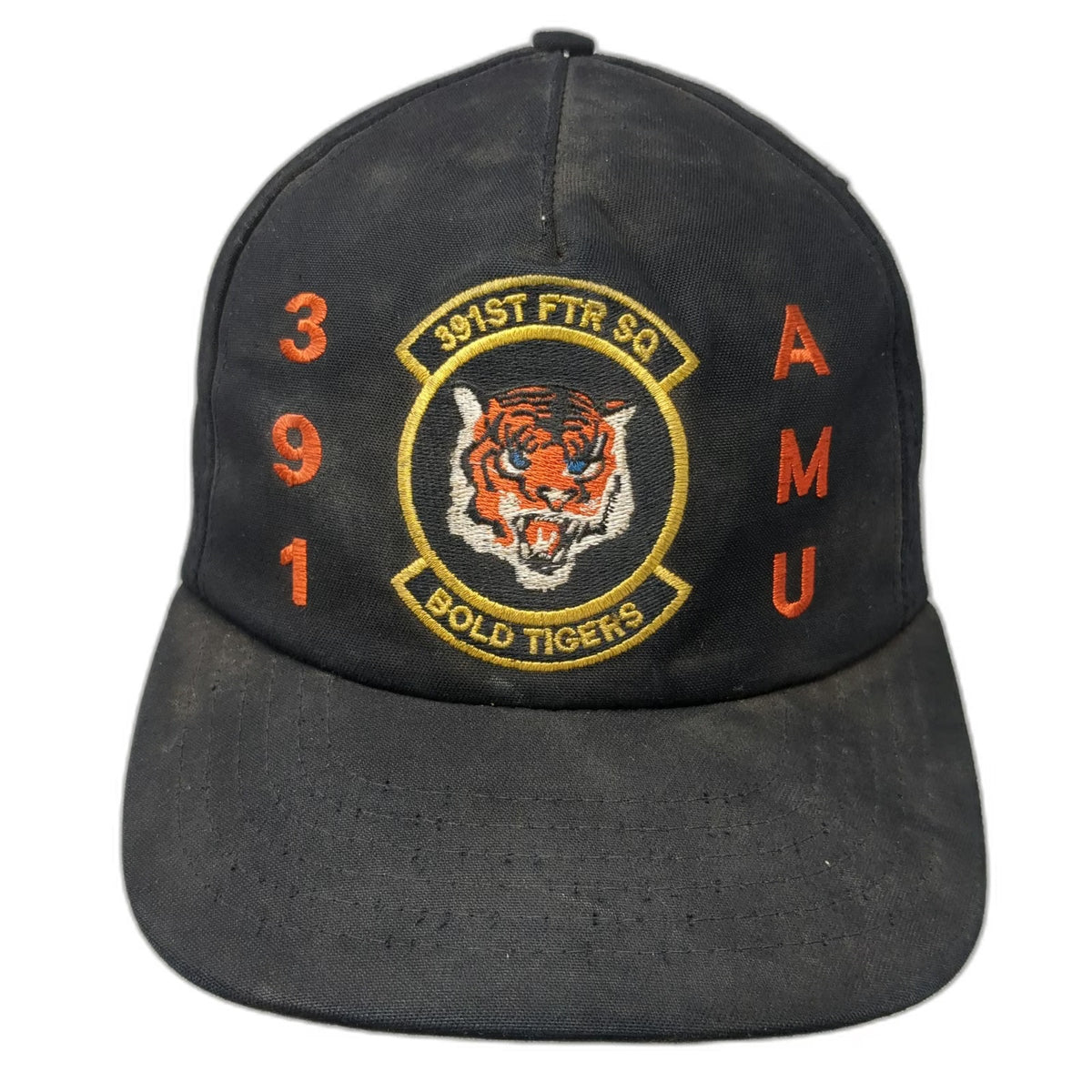 Trucker Black Hat 391st Fighter Squadron Bold Tigers AMU Slideback USA Vintage