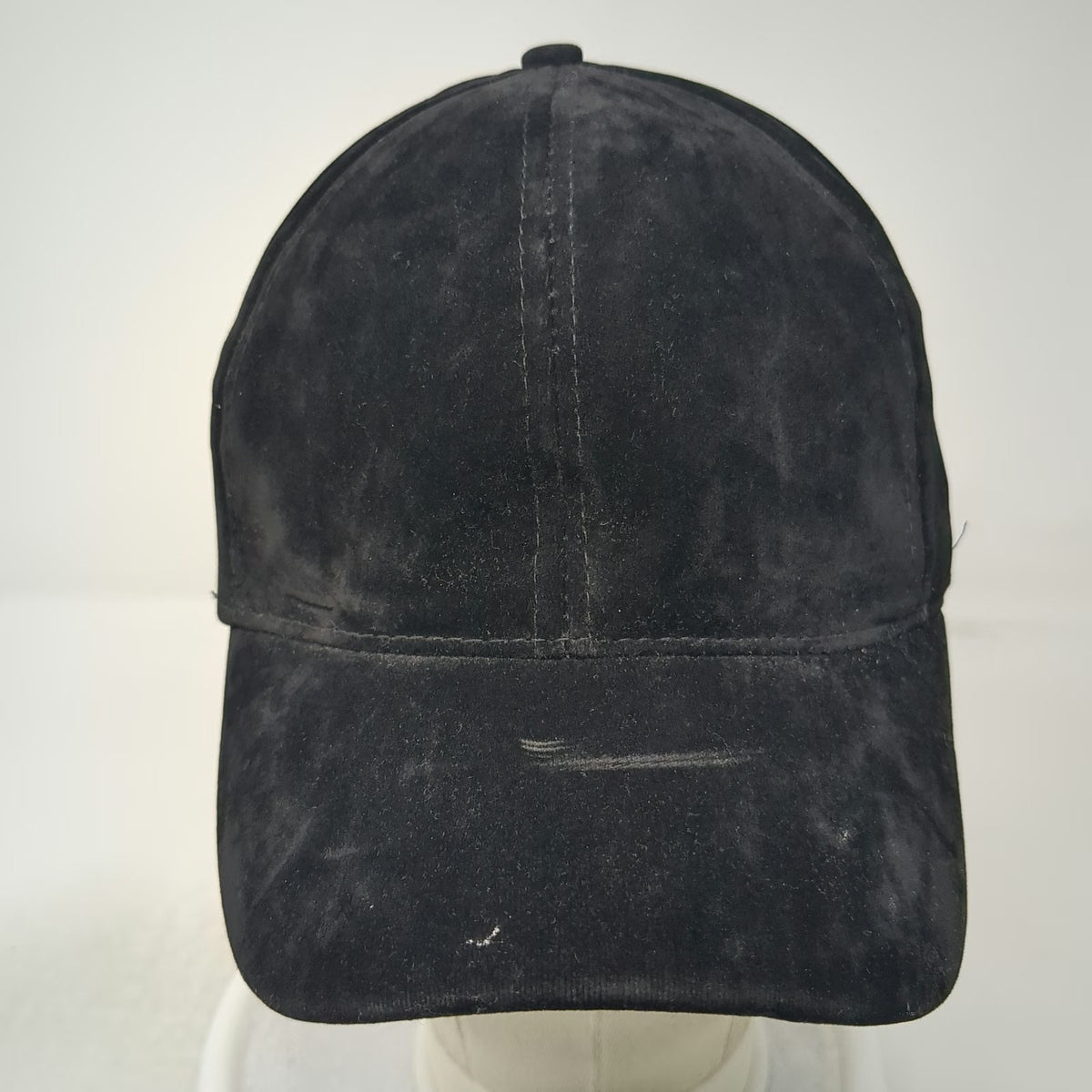 Black Baseball Cap 58CM Faux Suede Textured Adjustable Strapback Solid Hat