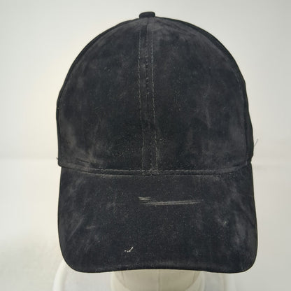 Black Baseball Cap 58CM Faux Suede Textured Adjustable Strapback Solid Hat