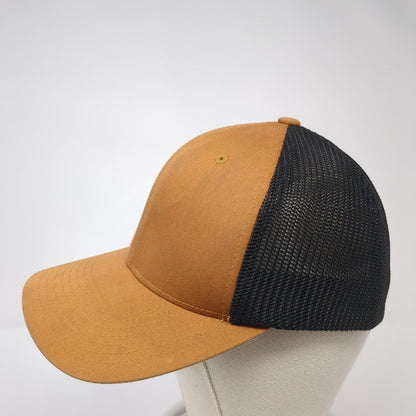 Yupoong Fitted Mesh Back Trucker Hat Brown One Size Embroidered Flexfit