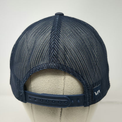 RVCA Trucker Hat Blue One Size Striped Mesh Back Snapback Flat Brim VA Logo Hat