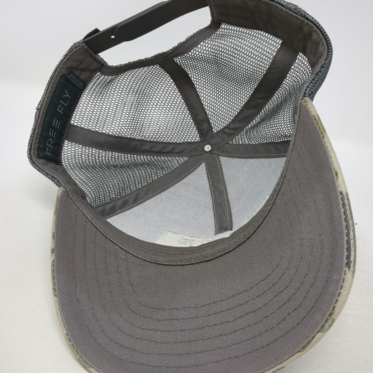 Free Fly Trucker Hat Green Gray Camo OSFM Mesh Snapback Patch Fishing Outdoor