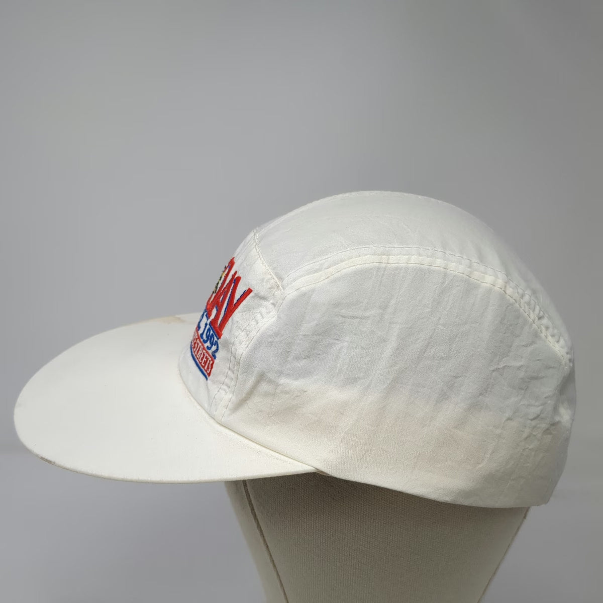 White Snapback Hat Vintage Doritos D-Day May 2 1992 Nylon 5 Panel Flat Brim