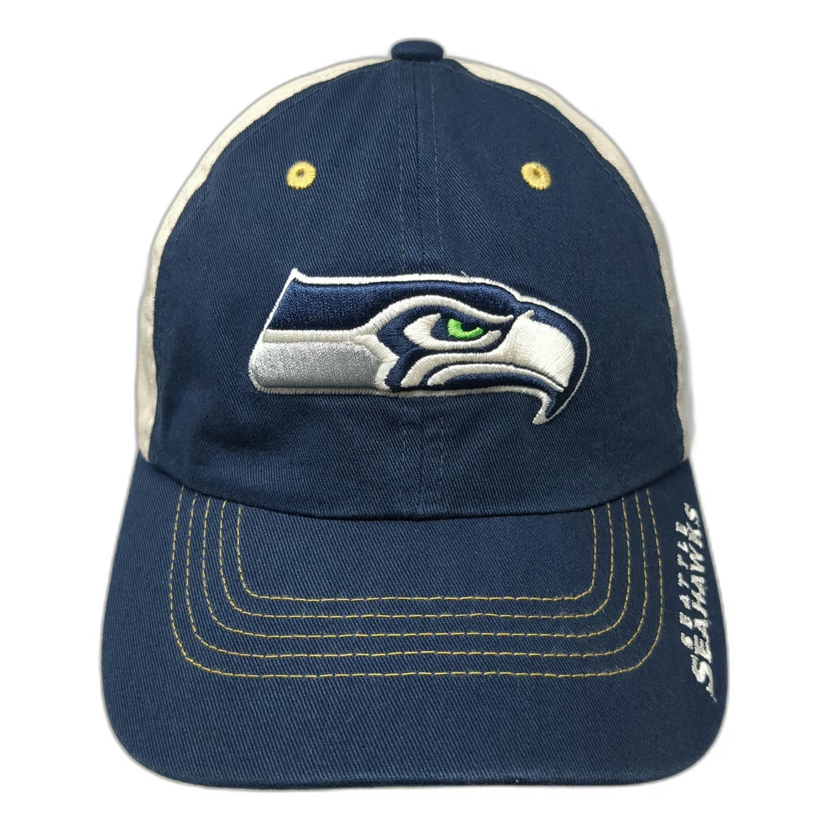 NFL Team Apparel Seattle Seahawks Blue Beige One Size Cap Hat Contrast Stitching
