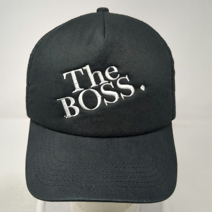 BIG Trucker Hat Black One Size The Boss Embroidery Mesh Back Snapback Adjustable