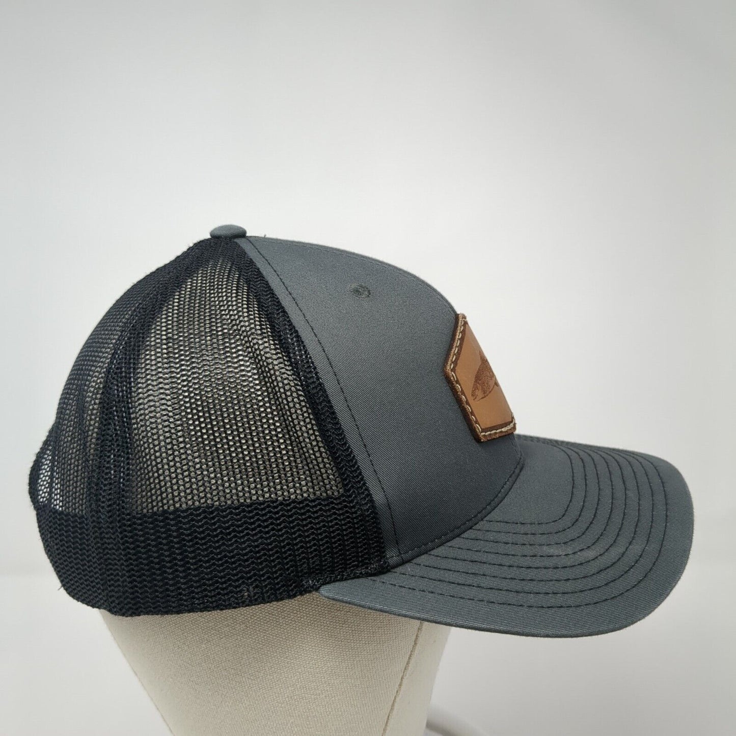 Trout Snapback Trucker Hat Gray One Size Adjustable Mesh Back Richardson