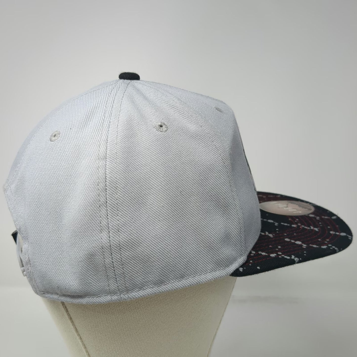 Jordan 5 Panel Gray One Size Snapback Paint Splatter Flat Brim Jumpman Logo Hat
