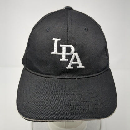 LPA Strapback Hat Black One Size Adjustable Embroidered Vented Holes 6 Panel
