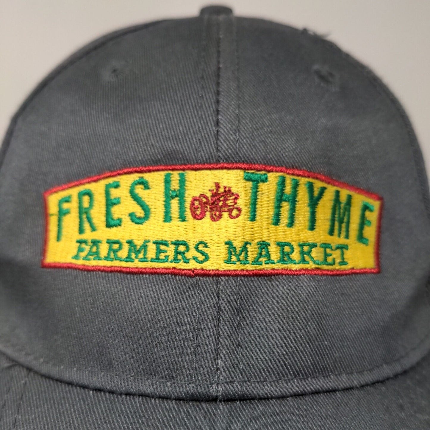 Port Authority Men's Strapback Hat Gray Embroidered Fresh Thyme Farmer's Market