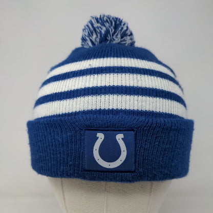 BDa Men's Knit Beanie Hat Cap NFL Indianapolis Colts Logo Blue White