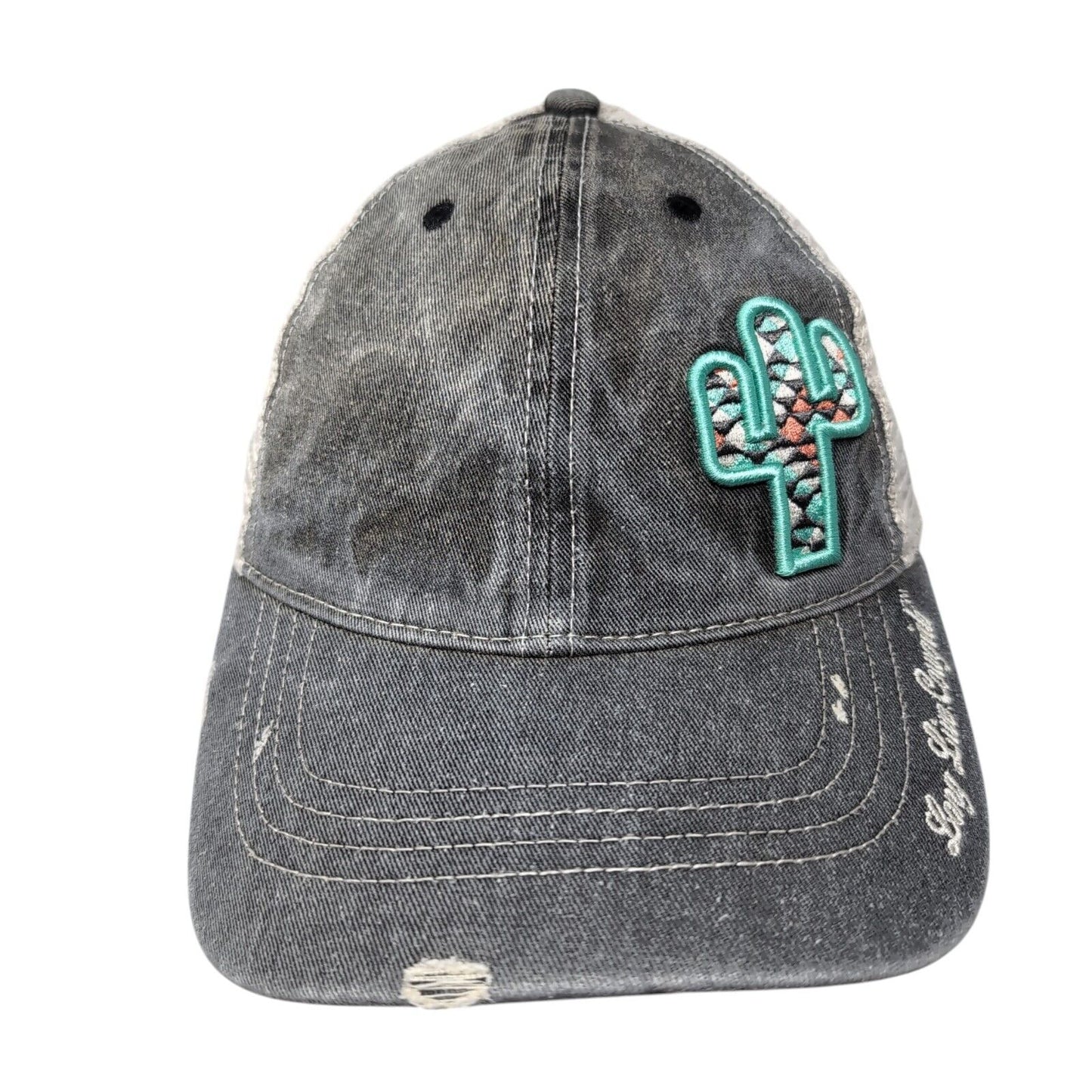 Long Live Cowgirls Cactus Strapback Trucker Hat Gray OS Mesh Back Wrangler