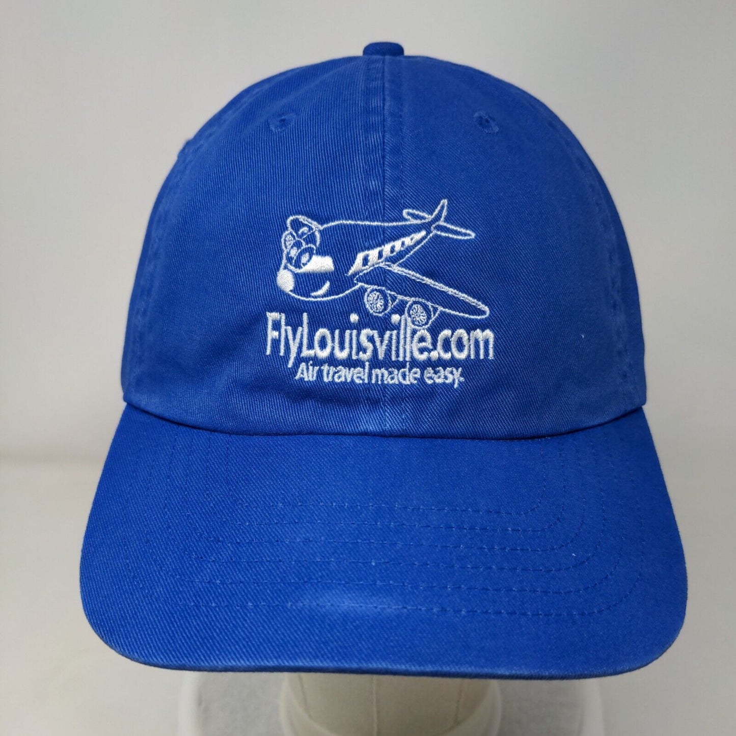 FlyLouisville.com Air Travel Made Easy Slideback Hat Blue One Size Embroidered