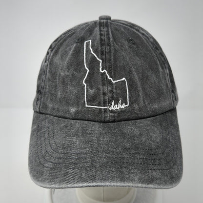 Idaho State Map Slideback Hat Gray One Size Adjustable Embroidered