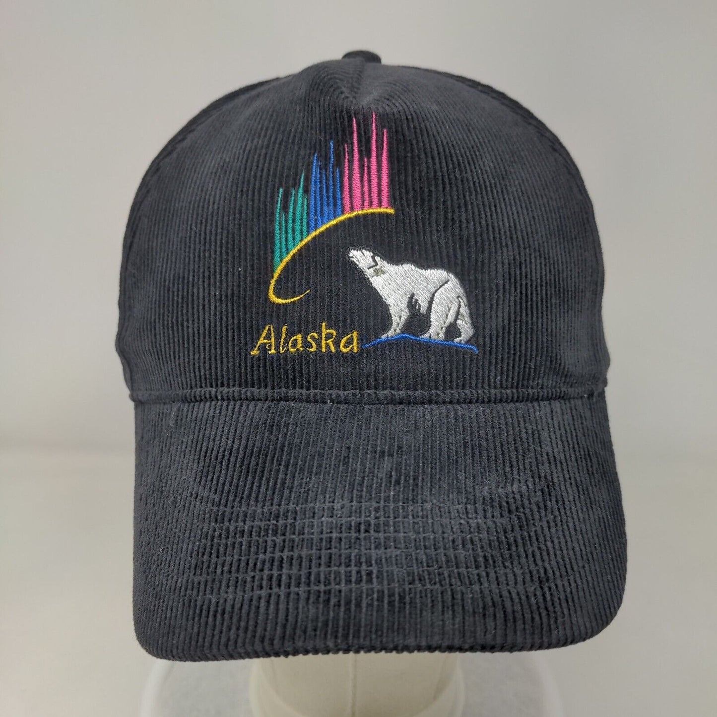 Alaska Polar Bear Snapback Hat Black One Size Corduroy Embroidered