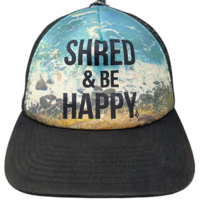 Volcom Trucker Hat Blue Black One Size Shred Be Happy Mesh Back Beach Snapback