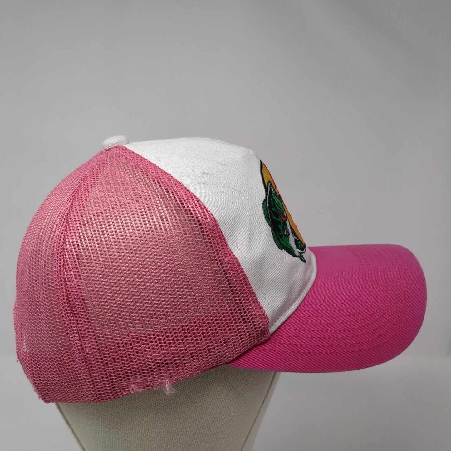 Bass Pro Shops Snapback Trucker Hat Pink OS Adjustable Mesh Back Gone Fishing