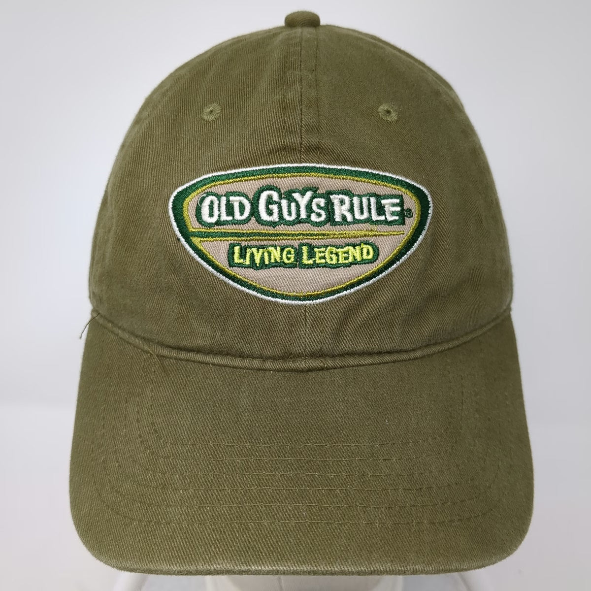 Old Guys Rule Baseball Cap Green One Size Living Legend Slogan Strapback Hat