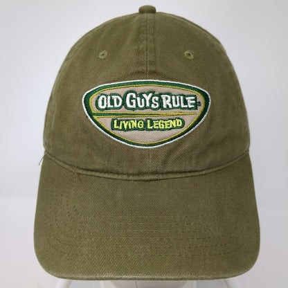 Old Guys Rule Baseball Cap Green One Size Living Legend Slogan Strapback Hat
