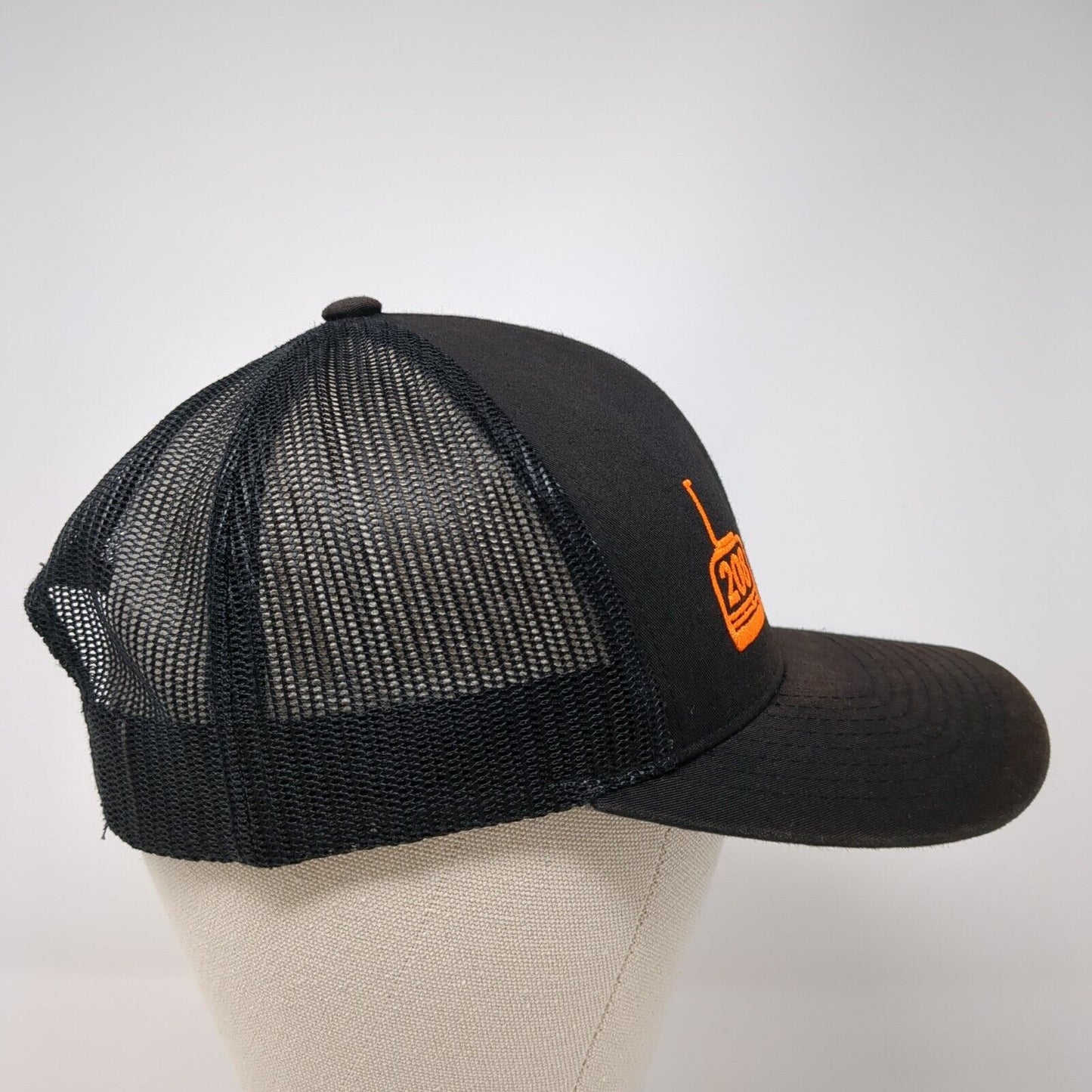 208 Logo Snapback Mesh Back Trucker Hat Black One Size Solid Mesh Back