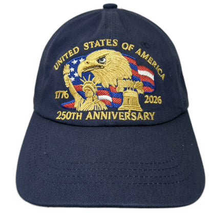 Blue Baseball Cap One Size USA 250th Anniversary Eagle Statue Liberty Hat 1776