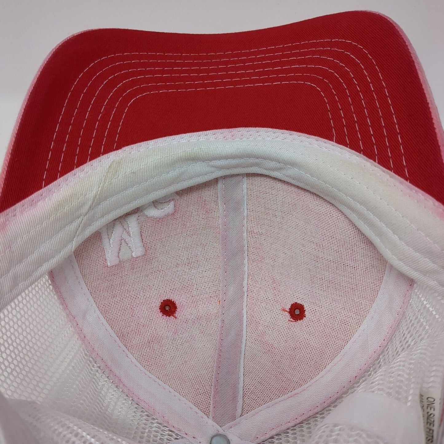 MG Boise ID Strapback Trucker Hat Red One Size Mesh Back Colorblock