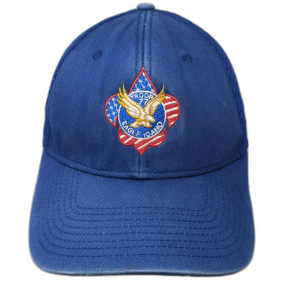 New Era Baseball Cap Blue M 39THIRTY Mesh Back Boy Scouts Troop 77 Idaho Hat