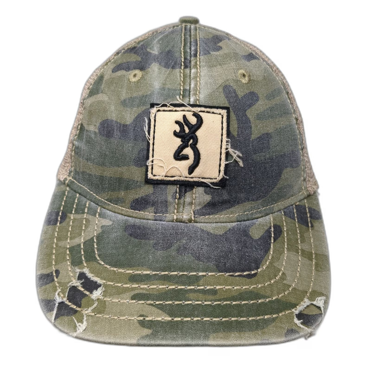 Browning Baseball Cap Green Camo One Size Mesh Back Buckmark Logo Strapback Hat