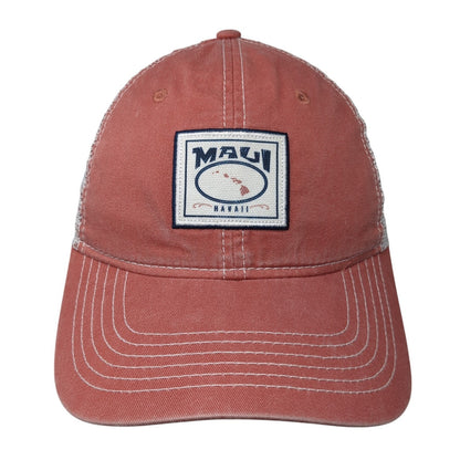 Maui Hawaii Patch Strapback Trucker Hat Red One Size Mesh Back Ahead