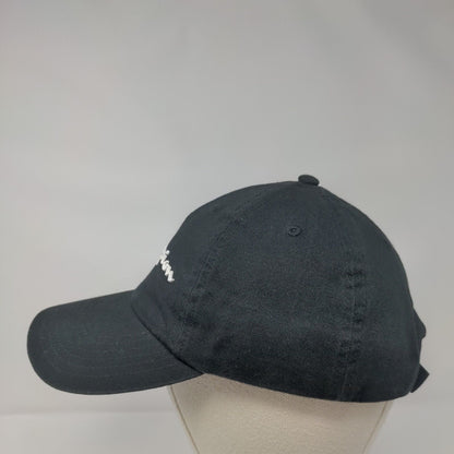 Champion Slideback Hat Black OSFA Adjustable Embroidered Logo 6 Panel Cotton