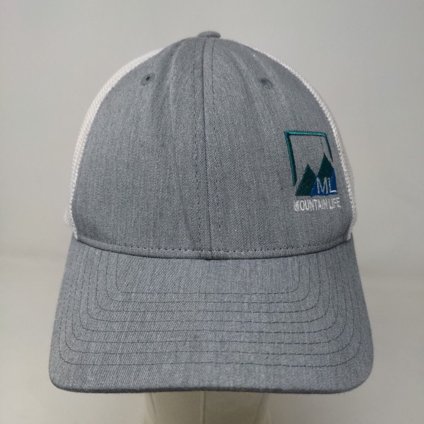 Richardson Men's Fitted Mesh Back Hat Gray Size L/XL Embroidered Mountain Life