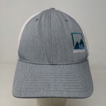 Richardson Men's Fitted Mesh Back Hat Gray Size L/XL Embroidered Mountain Life