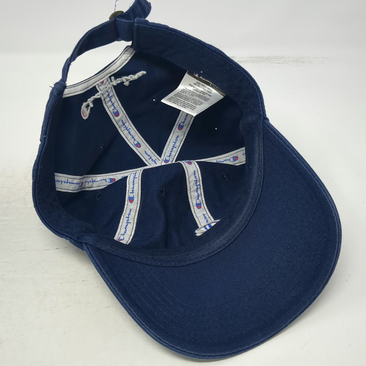 Champion Baseball Cap Blue White Red One Size Cotton Slideback Embroidered Hat
