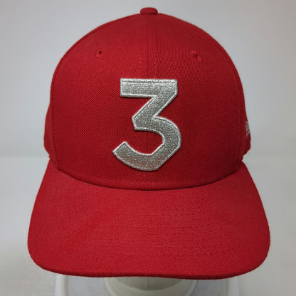 New Era Snapback Red Hat One Size Chance the Rapper Silver 3 Flat Brim 6 Panel