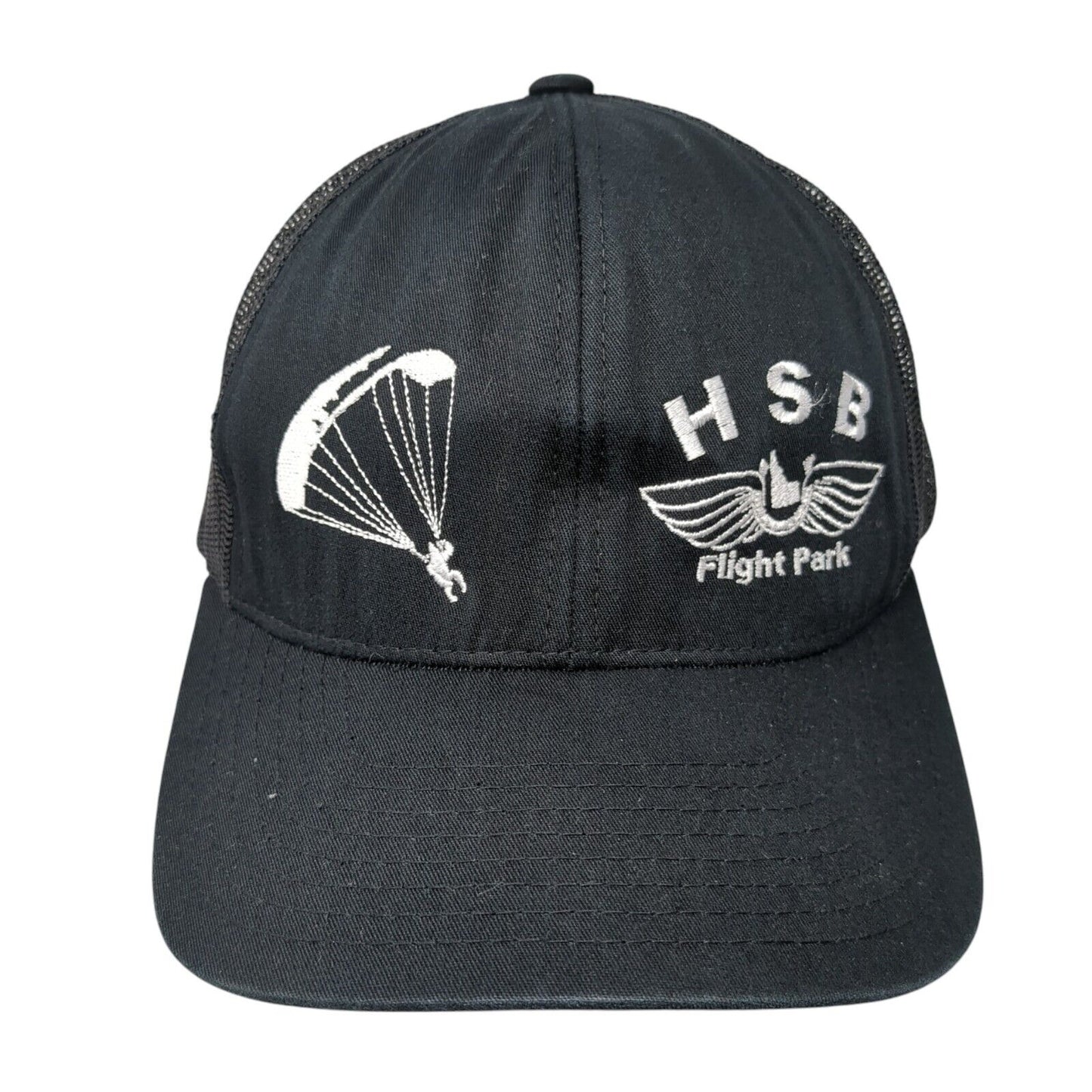 HSB Flight Park Snapback Trucker Hat Black OS Adjustable Mesh Pacific Headwear