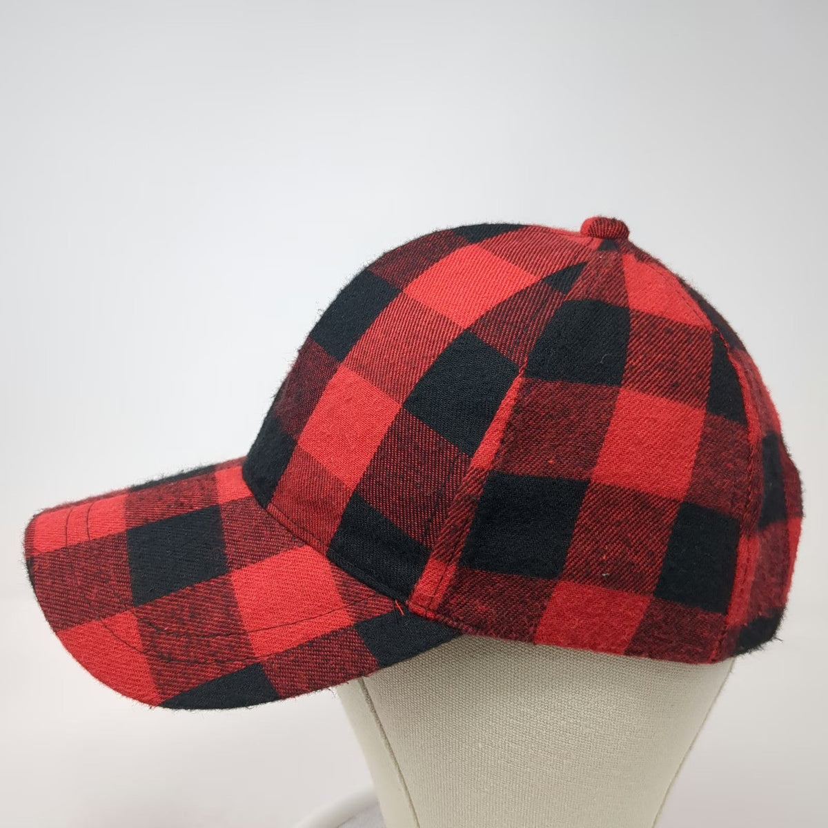 Red Black Buffalo Plaid Checkered Pattern Strapback One Size Baseball Cap Hat