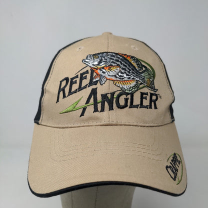 Reel Angler Men's Strapback Hat Tan Black OSFA Embroidered Big Fish Logo