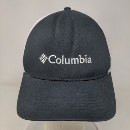Columbia Fitted Trucker Hat Black L/XL Embroidered Colorblock Mesh Back