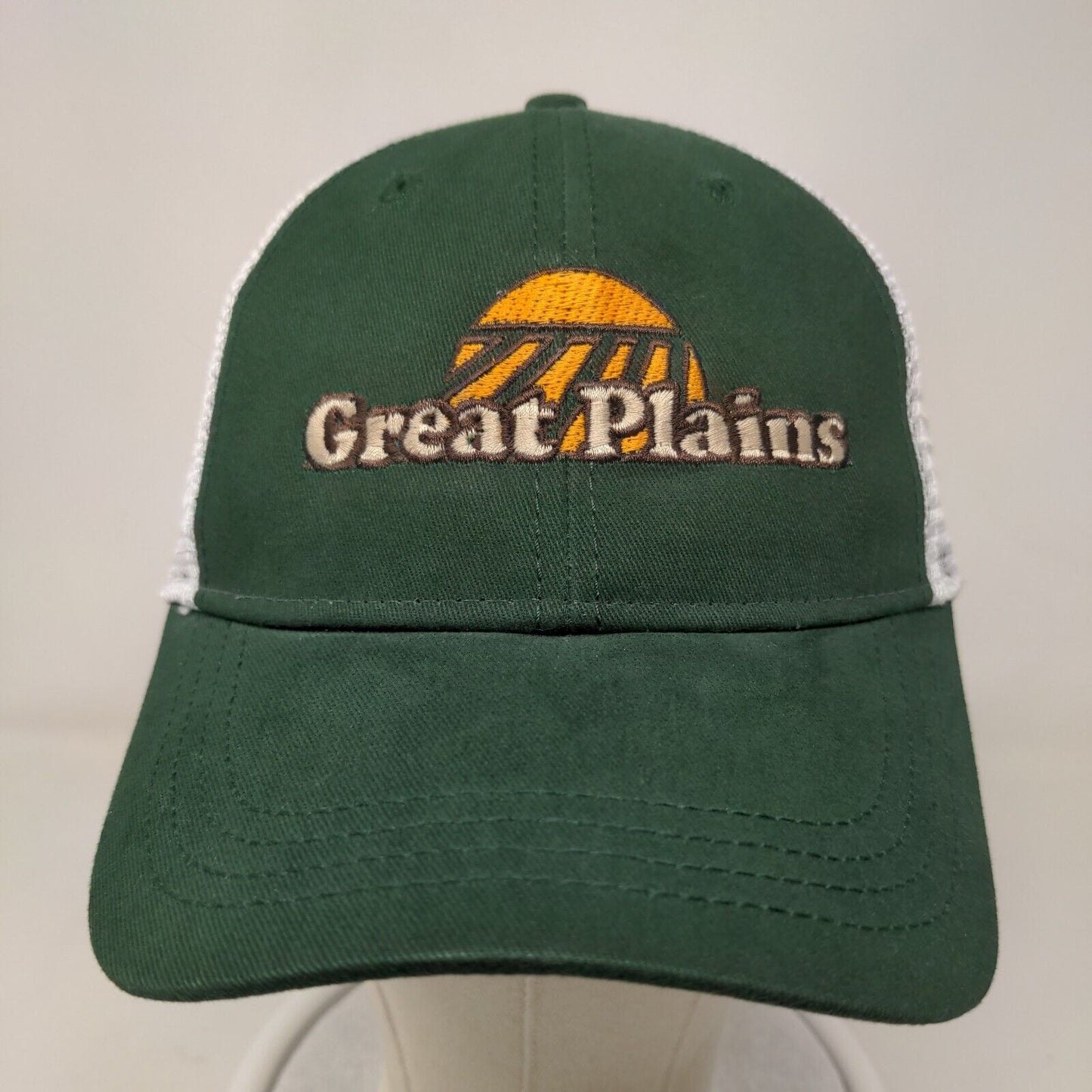 Great Plains Strapback Mesh Back Trucker Hat Green OSFA Embroidered