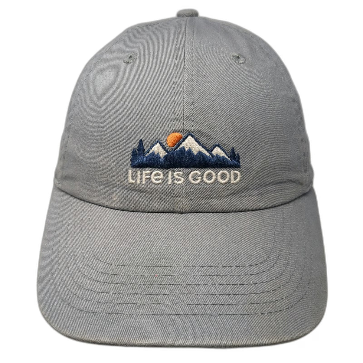 Life is Good Baseball Cap Gray One Size Mountain Embroidery Cotton Slideback Hat