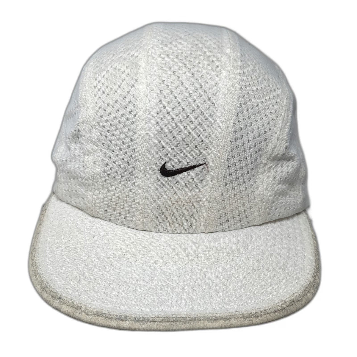 Nike Baseball Cap White Mesh Performance Embroidered Swoosh Runner Hat Vintage
