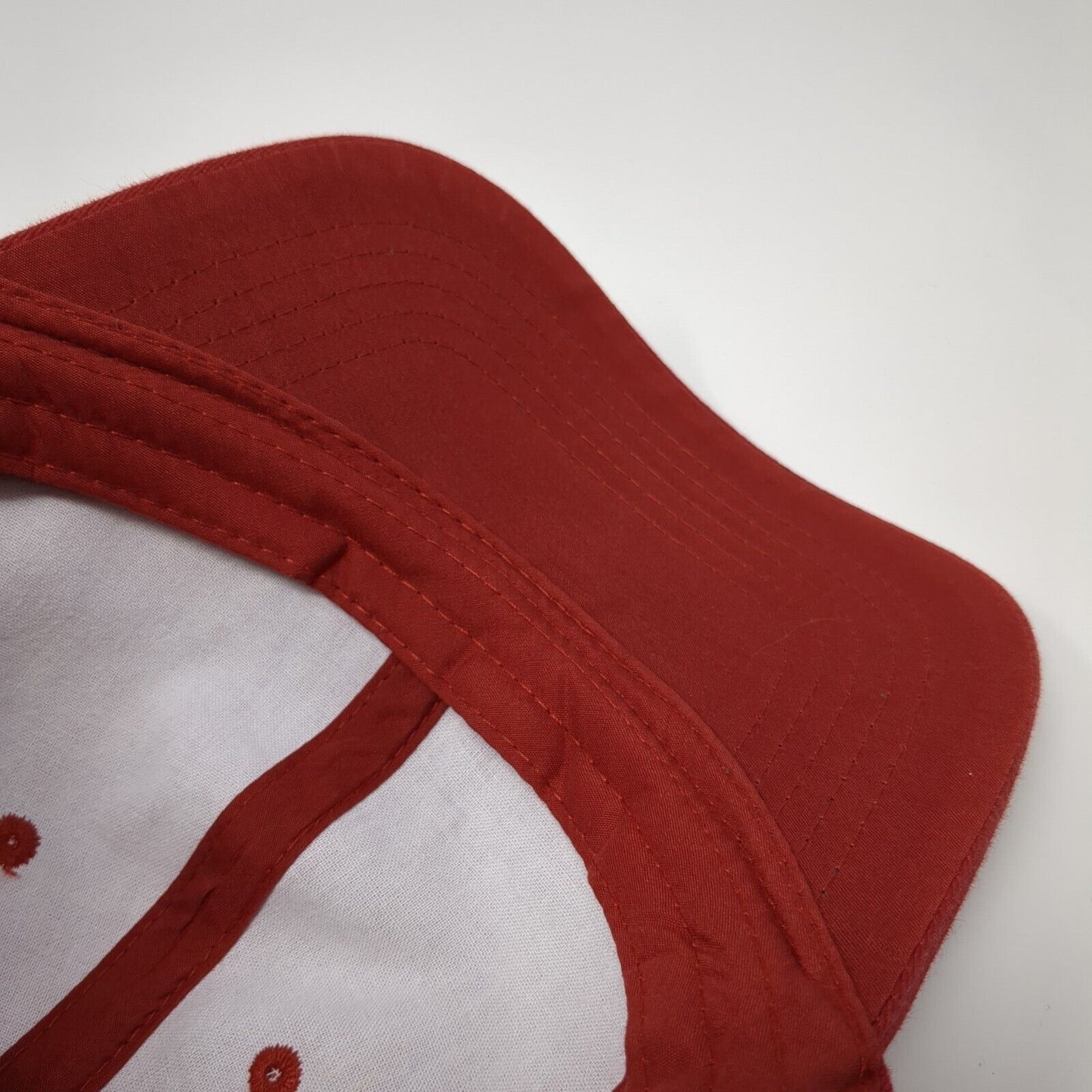 Unbranded Strapback Hat Red One Size Adjustable Vented Holes 6 Panel Blank