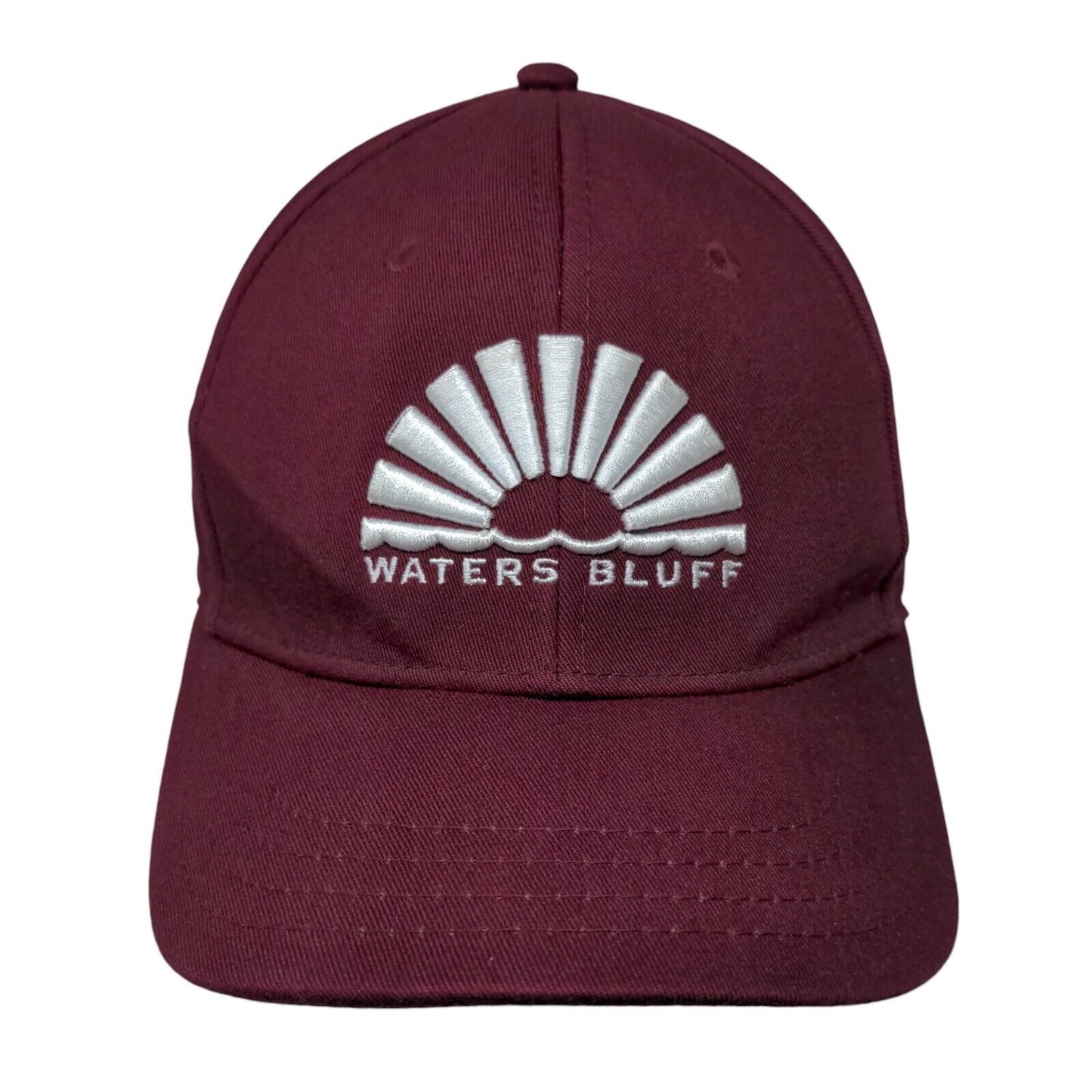 Waters Bluff Snapback Hat Red Burgundy One Size Embroidered 6 Panel