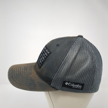USA Fish Flag Fitted Trucker Hat Black One Size Mesh Back Columbia PFG