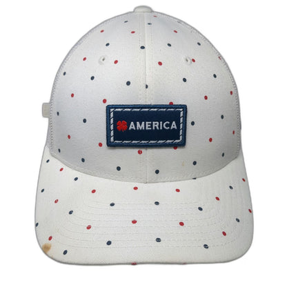 Black Clover America Patch Polka Dot Mesh Back White One Size Baseball Cap Hat